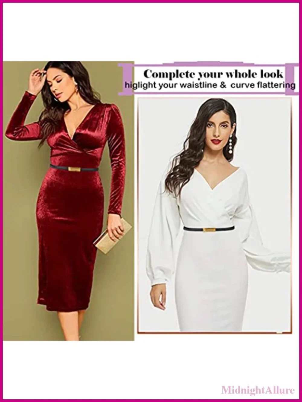 Women's Leather Skinny Belt Adjustable Thin Waist Dress Belt Vintage Gold Buckle